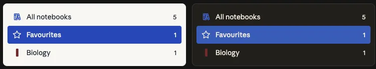 The same rows with the selected one filled in cobalt.