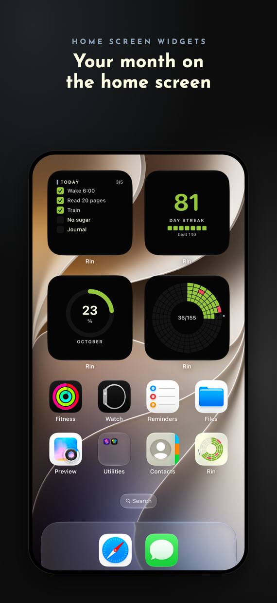 Home screen widgets on iOS: your month on the home screen